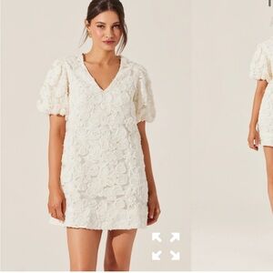 Astr White Floral Textured Mini Dress